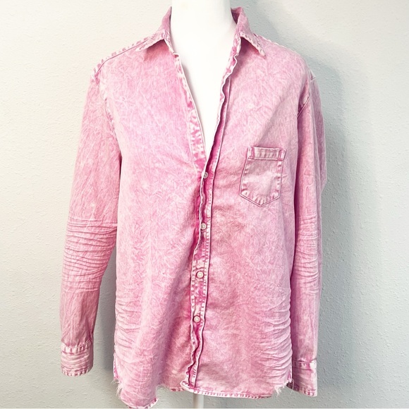 Frank and Eileen Pink Denim Button Down Shirt - Picture 4 of 11